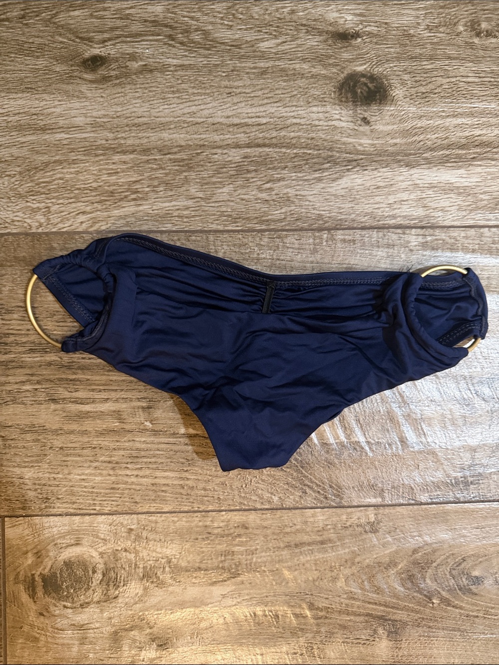 Vitamin A Navy Women's Bikini Bottom with Gold Ring Detail Sz Small